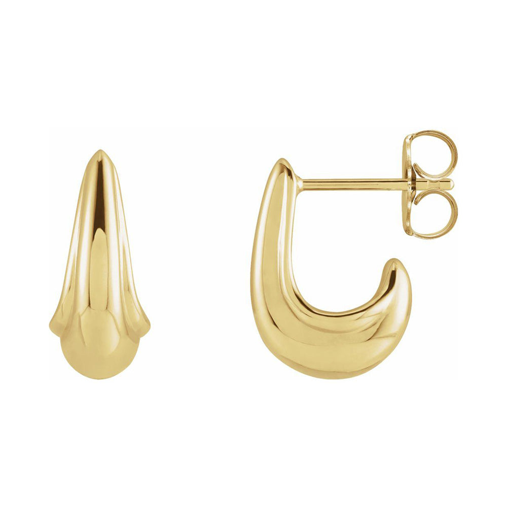 Alternate view of the 14K Yellow, White or Rose Gold Tapered J Hoop Earrings, 6 x 10mm by The Black Bow Jewelry Co.