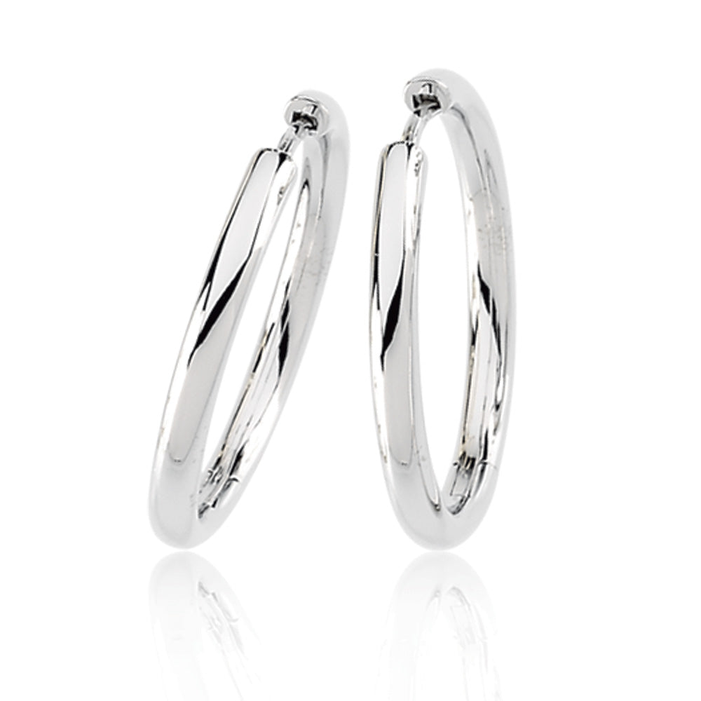 2.6mm Endless Round Hinged Hoop Earrings in 14k White Gold, 24mm, Item E8302-14KW-24 by The Black Bow Jewelry Co.