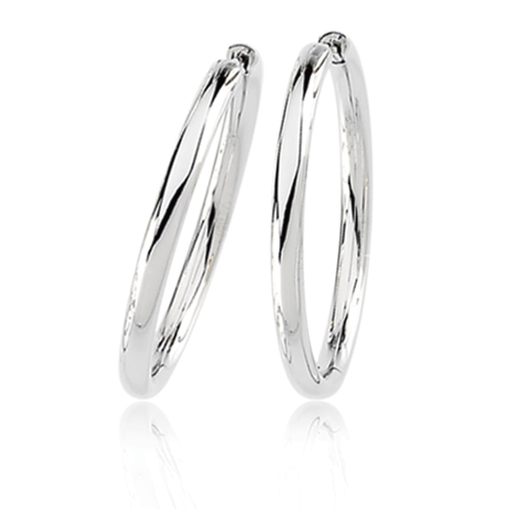 2.6mm Endless Round Hinged Hoop Earrings in 14k White Gold, 34mm, Item E8302-14KW-34 by The Black Bow Jewelry Co.