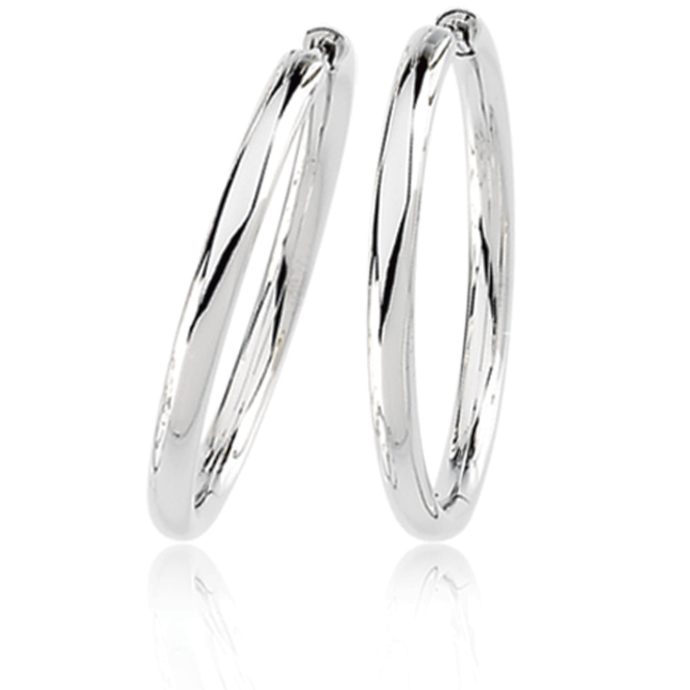 2.6mm Endless Round Hinged Hoop Earrings in 14k White Gold, 39mm, Item E8302-14KW-38 by The Black Bow Jewelry Co.