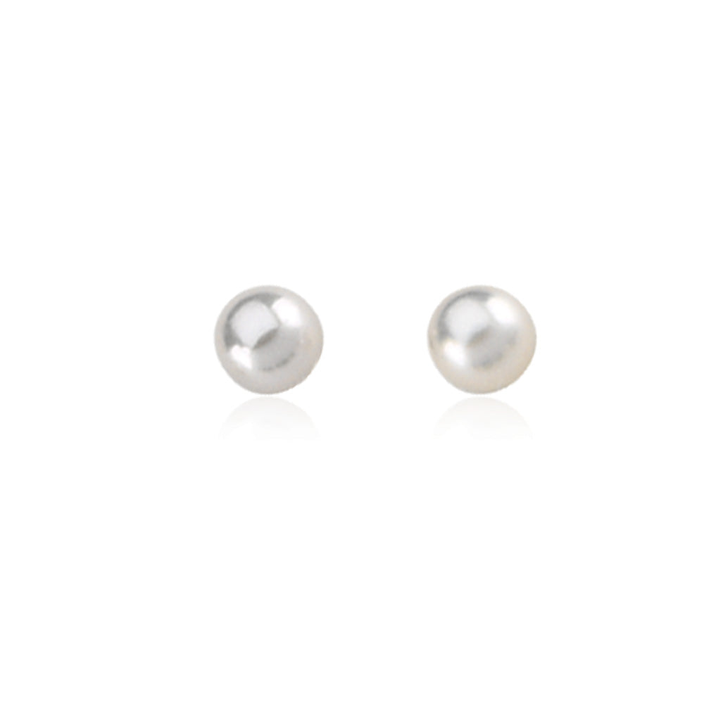 4mm White Akoya Cultured Pearl and 14k Yellow Gold Stud Earrings, Item E8311-4 by The Black Bow Jewelry Co.