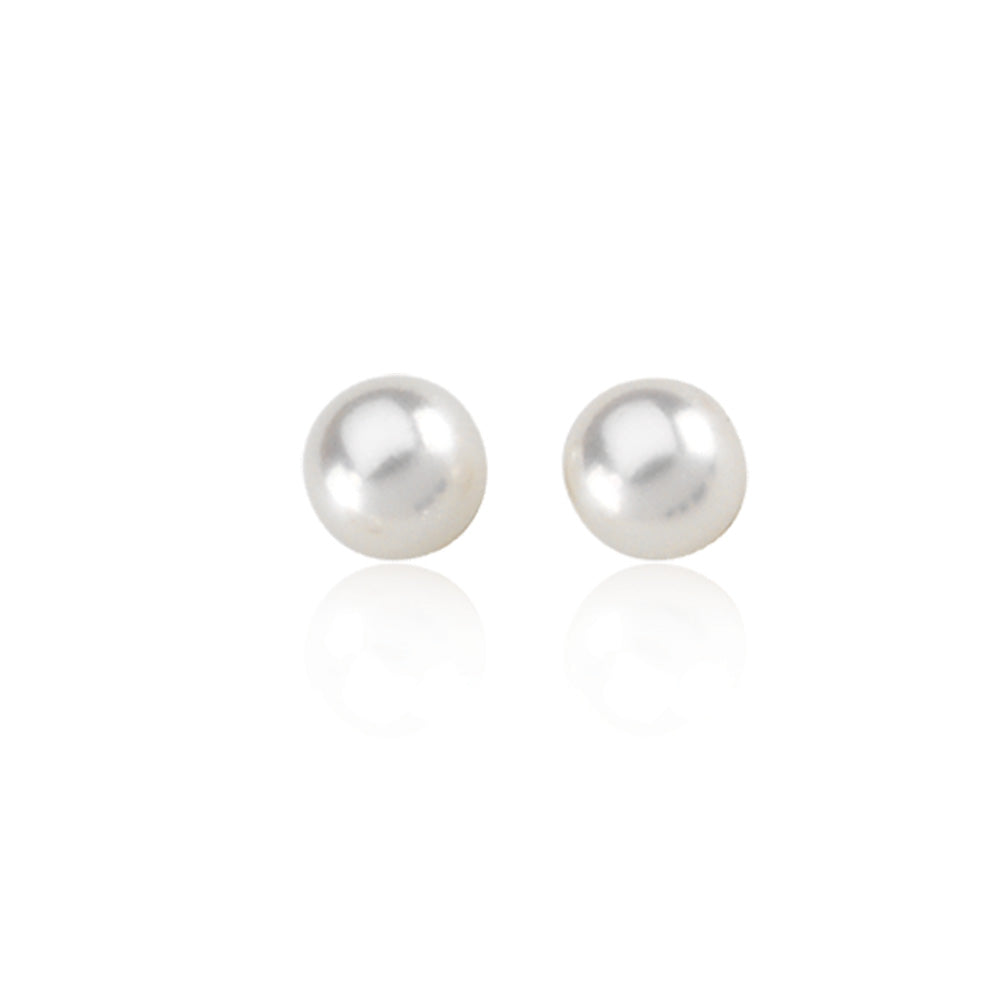 5mm White Akoya Cultured Pearl and 14k Yellow Gold Stud Earrings, Item E8311-5 by The Black Bow Jewelry Co.