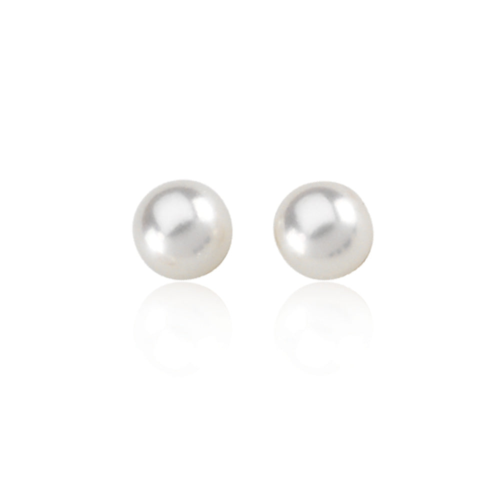6mm White Akoya Cultured Pearl and 14k Yellow Gold Stud Earrings, Item E8311-6 by The Black Bow Jewelry Co.