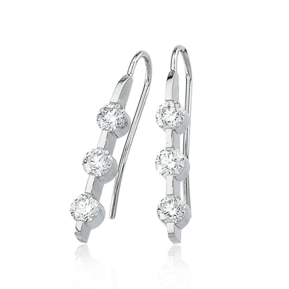 14k White Gold 1 1/2 Cttw Three Diamond Earrings, Item E8312-14KW by The Black Bow Jewelry Co.