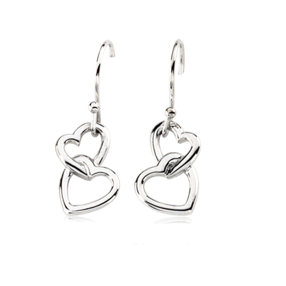 Two Heart Earrings, 14k White Gold, Item E8412 by The Black Bow Jewelry Co.