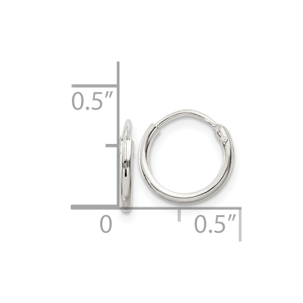 1.3mm, Sterling Silver, Endless Hoop Earrings - 10mm (3/8 Inch