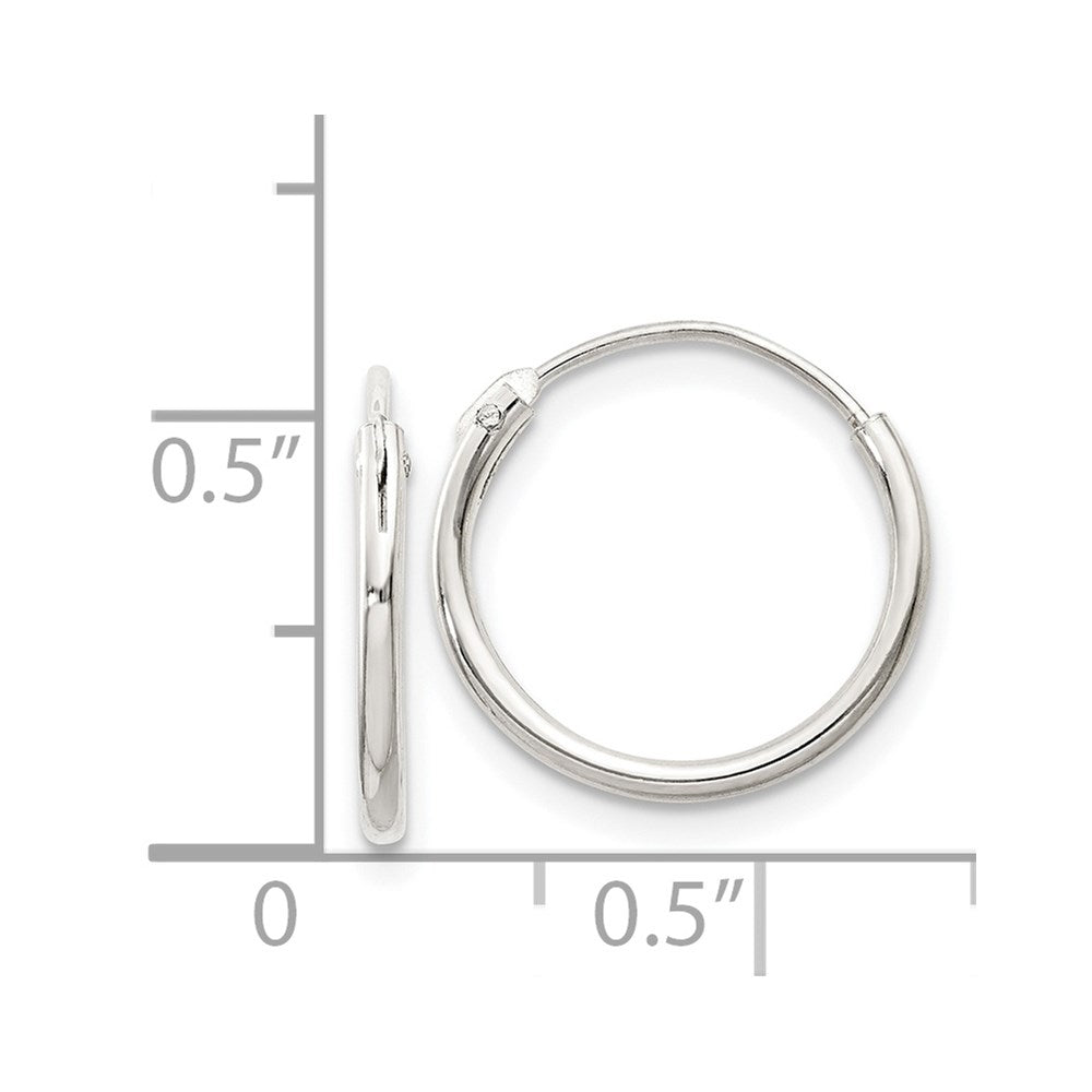 Alternate view of the 1.3mm, Sterling Silver, Endless Hoop Earrings - 13mm (1/2 Inch) by The Black Bow Jewelry Co.