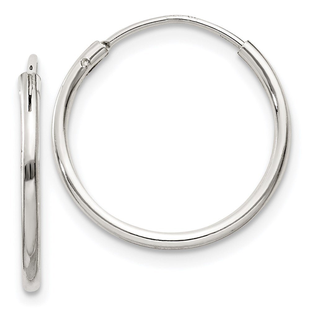 1.3mm, Sterling Silver, Endless Hoop Earrings - 16mm (5/8 Inch), Item E8849-16 by The Black Bow Jewelry Co.