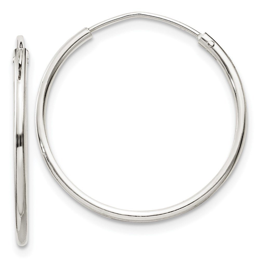 1.3mm, Sterling Silver, Endless Hoop Earrings - 22mm (7/8 Inch), Item E8850-22 by The Black Bow Jewelry Co.