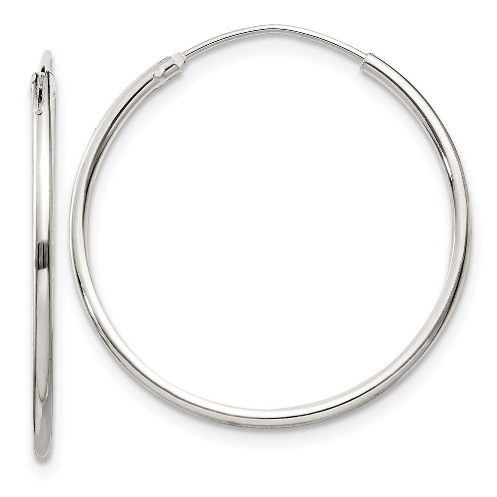 1.3mm, Sterling Silver, Endless Hoop Earrings - 25mm (1 Inch), Item E8850-25 by The Black Bow Jewelry Co.