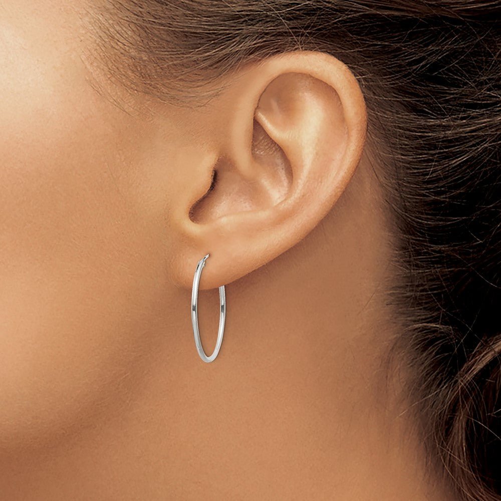 Alternate view of the 1.3mm, Sterling Silver, Endless Hoop Earrings - 25mm (1 Inch) by The Black Bow Jewelry Co.