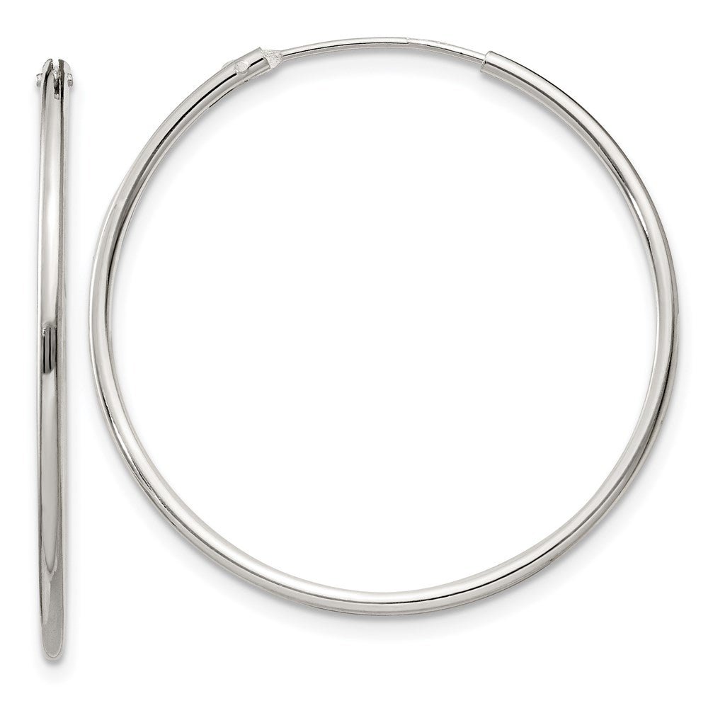 1.3mm, Sterling Silver, Endless Hoop Earrings - 30mm (1 1/8 Inch), Item E8850-30 by The Black Bow Jewelry Co.