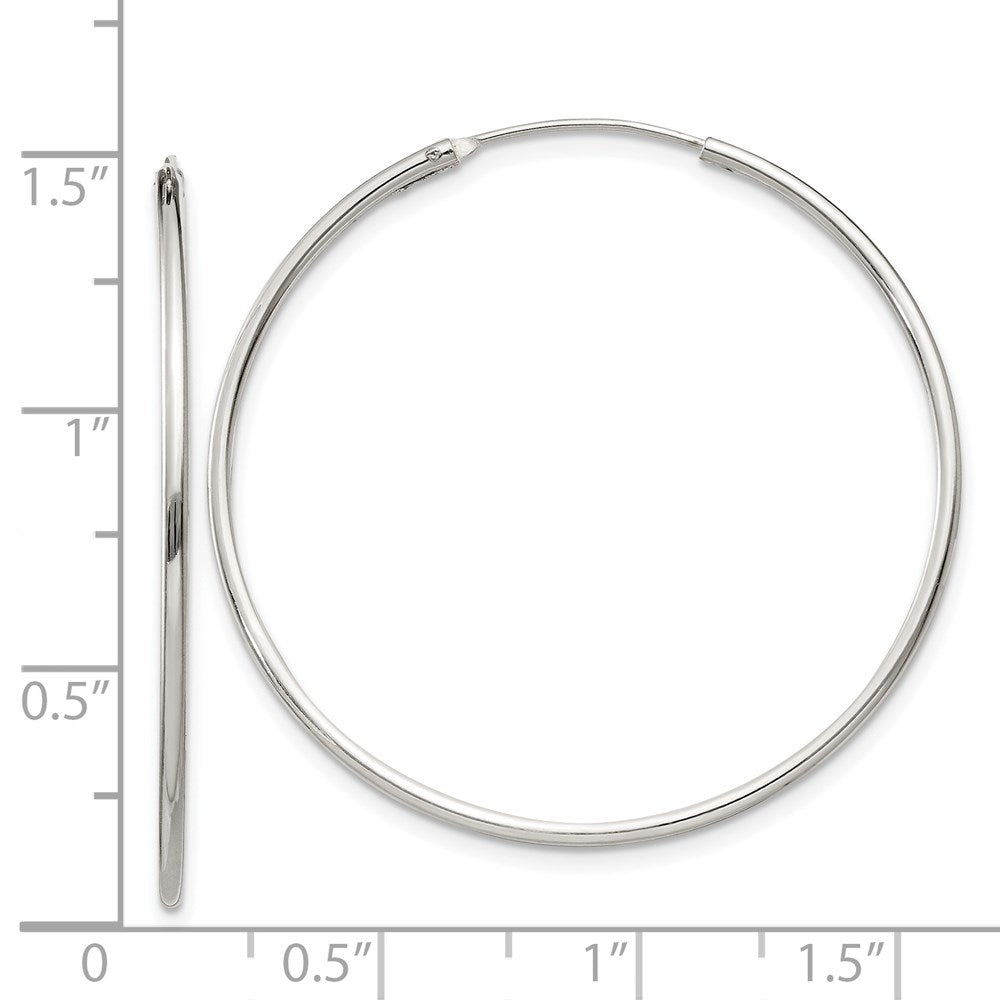 Alternate view of the 1.3mm, Sterling Silver, Endless Hoop Earrings - 34mm (1 3/8 Inch) by The Black Bow Jewelry Co.