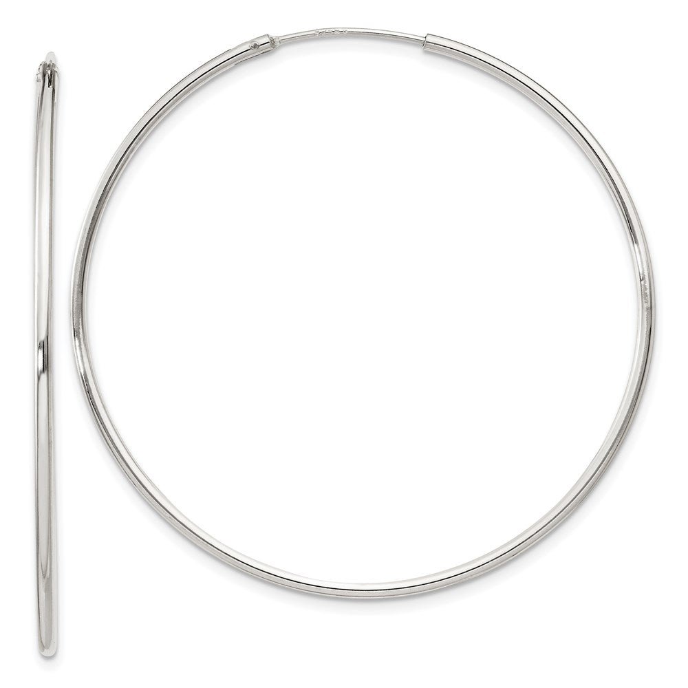1.3mm, Sterling Silver, Endless Hoop Earrings - 45mm (1 3/4 Inch), Item E8851-45 by The Black Bow Jewelry Co.