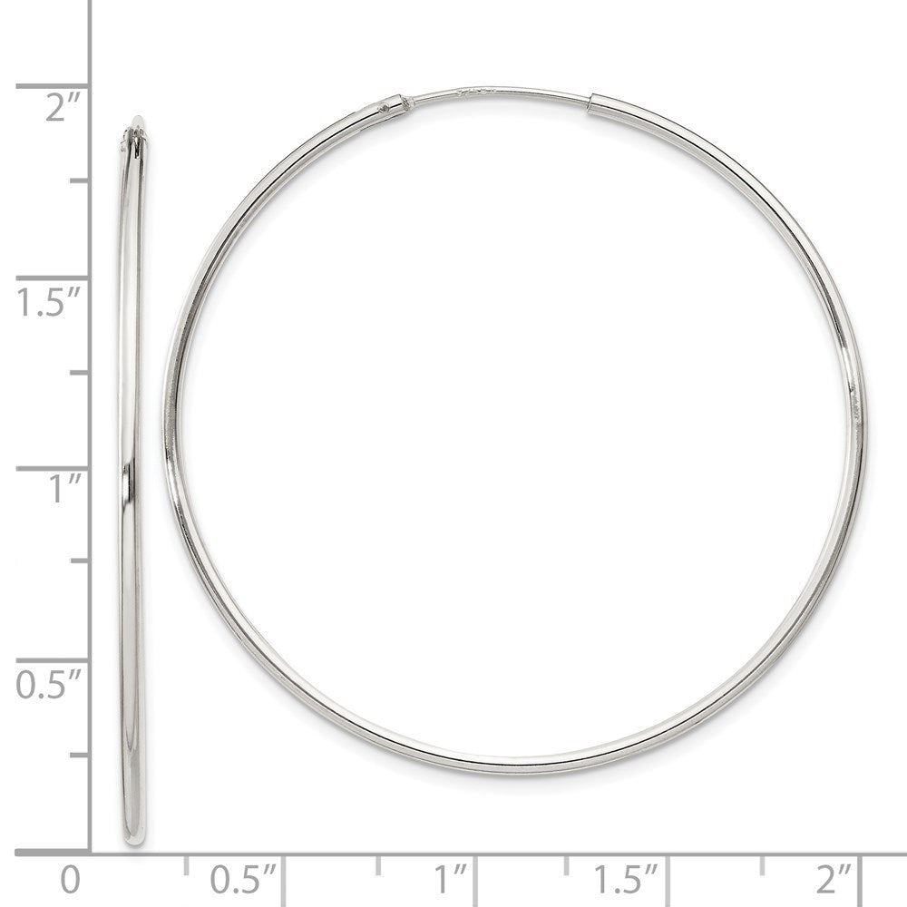 Alternate view of the 1.3mm, Sterling Silver, Endless Hoop Earrings - 45mm (1 3/4 Inch) by The Black Bow Jewelry Co.