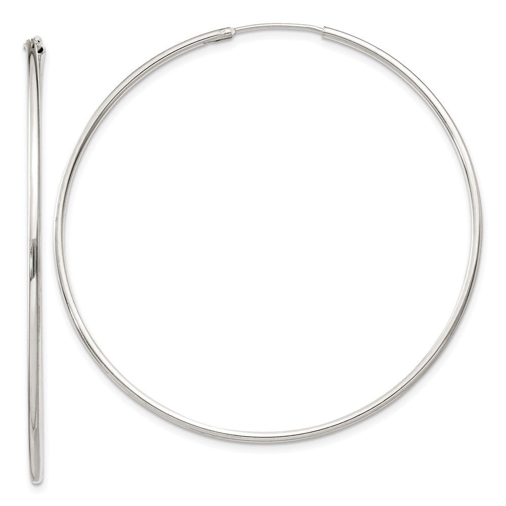 1.3mm, Sterling Silver, Endless Hoop Earrings - 50mm (1 7/8 Inch), Item E8851-50 by The Black Bow Jewelry Co.