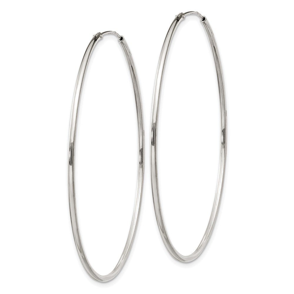 Alternate view of the 1.3mm, Sterling Silver, Endless Hoop Earrings - 50mm (1 7/8 Inch) by The Black Bow Jewelry Co.