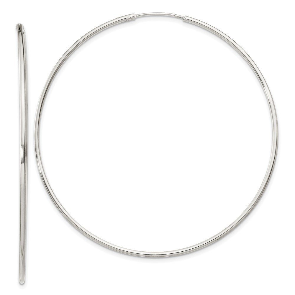 1.3mm, Sterling Silver, Endless Hoop Earrings - 54mm (2 1/8 Inch), Item E8851-54 by The Black Bow Jewelry Co.