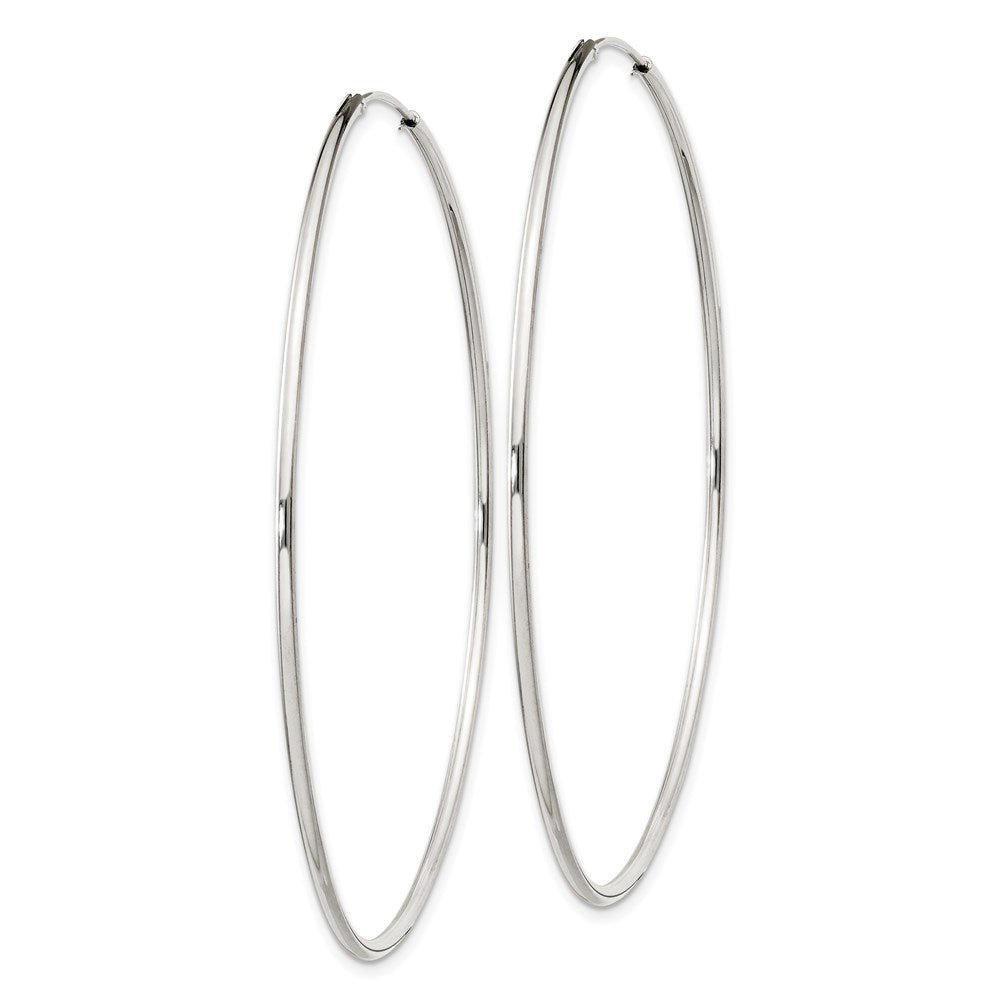 Alternate view of the 1.3mm, Sterling Silver, Endless Hoop Earrings - 54mm (2 1/8 Inch) by The Black Bow Jewelry Co.