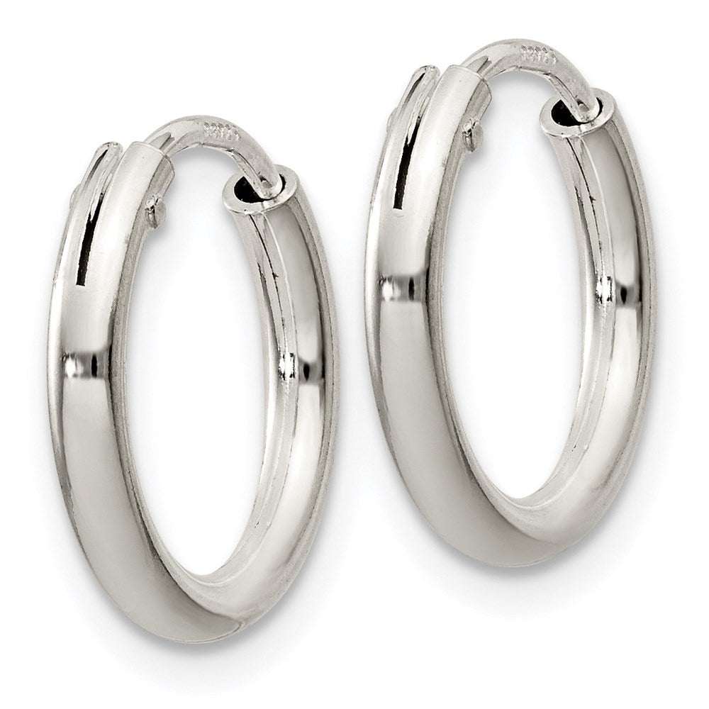 Alternate view of the 2mm, Sterling Silver, Endless Hoop Earrings - 14mm (1/2 Inch) by The Black Bow Jewelry Co.