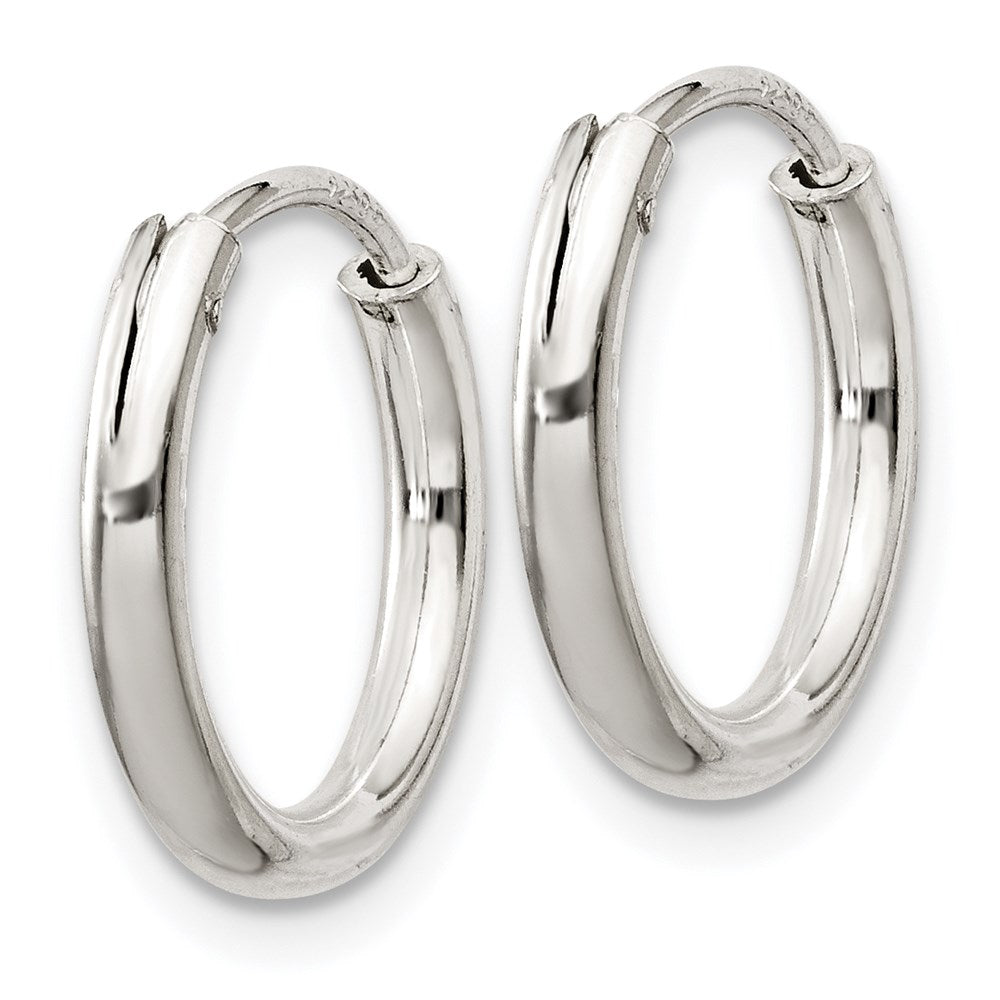 Alternate view of the 2mm, Sterling Silver, Endless Hoop Earrings - 16mm (5/8 Inch) by The Black Bow Jewelry Co.