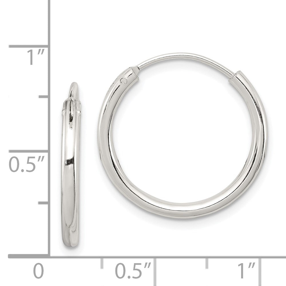 Alternate view of the 2mm, Sterling Silver, Endless Hoop Earrings - 20mm (3/4 Inch) by The Black Bow Jewelry Co.