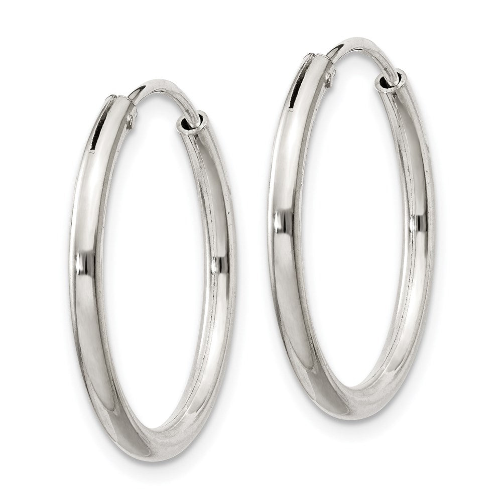 Alternate view of the 2mm, Sterling Silver, Endless Hoop Earrings - 22mm (7/8 Inch) by The Black Bow Jewelry Co.