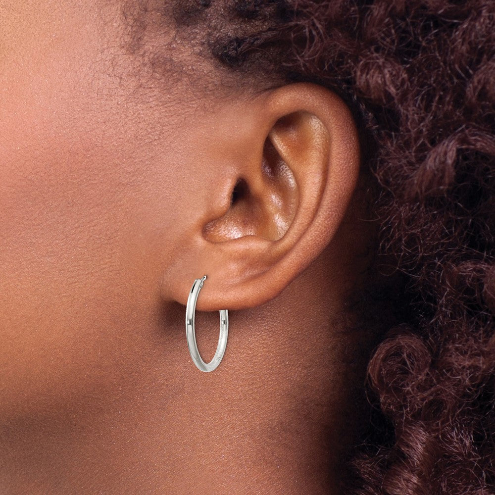 Alternate view of the 2mm, Sterling Silver, Endless Hoop Earrings - 22mm (7/8 Inch) by The Black Bow Jewelry Co.