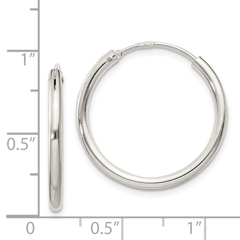 Alternate view of the 2mm, Sterling Silver, Endless Hoop Earrings - 22mm (7/8 Inch) by The Black Bow Jewelry Co.