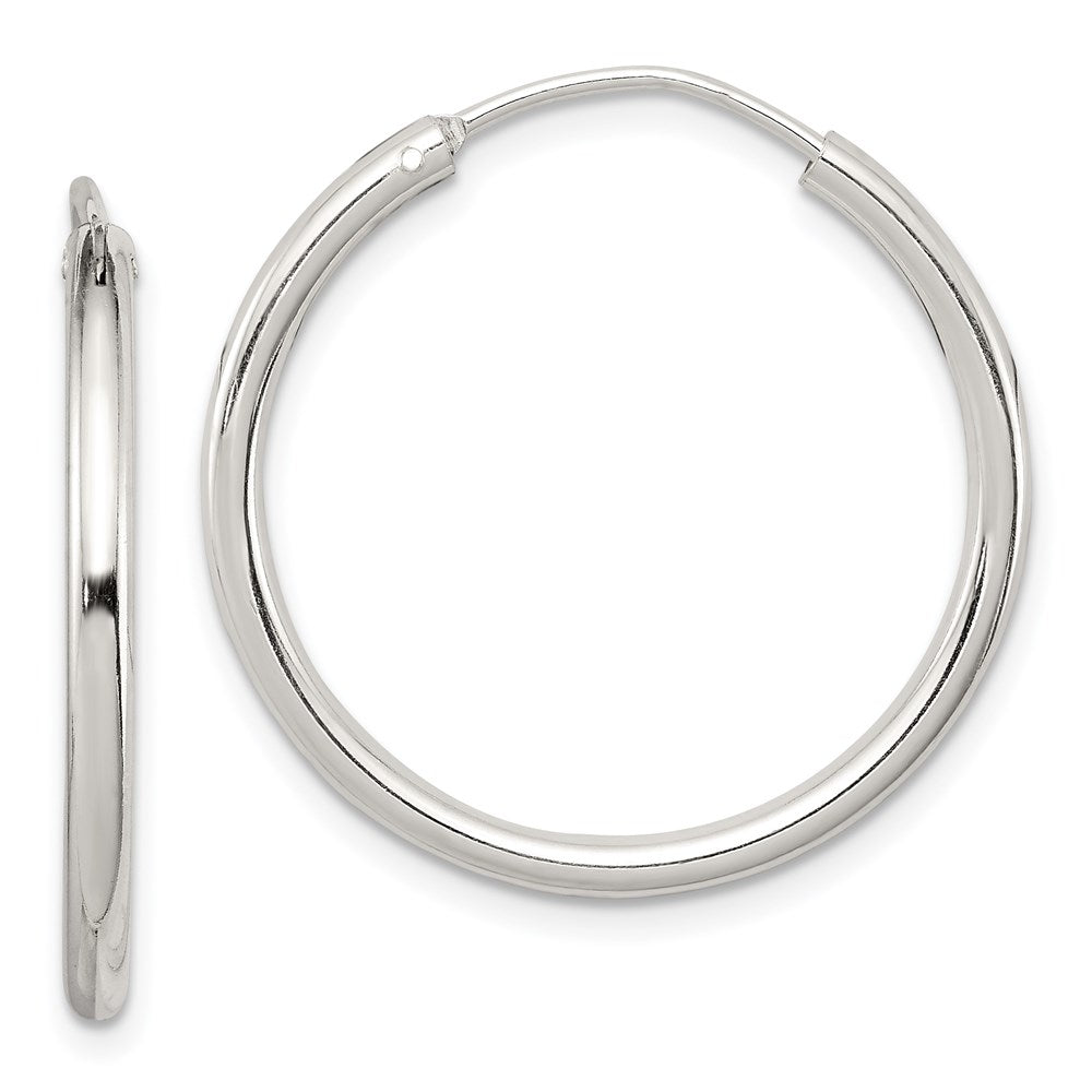 2mm, Sterling Silver, Endless Hoop Earrings - 1 Inch, Item E8853-25 by The Black Bow Jewelry Co.