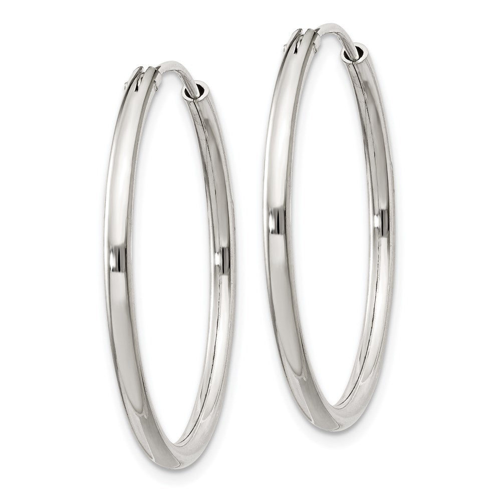 Alternate view of the 2mm, Sterling Silver, Endless Hoop Earrings - 29mm (1 1/8 Inch) by The Black Bow Jewelry Co.