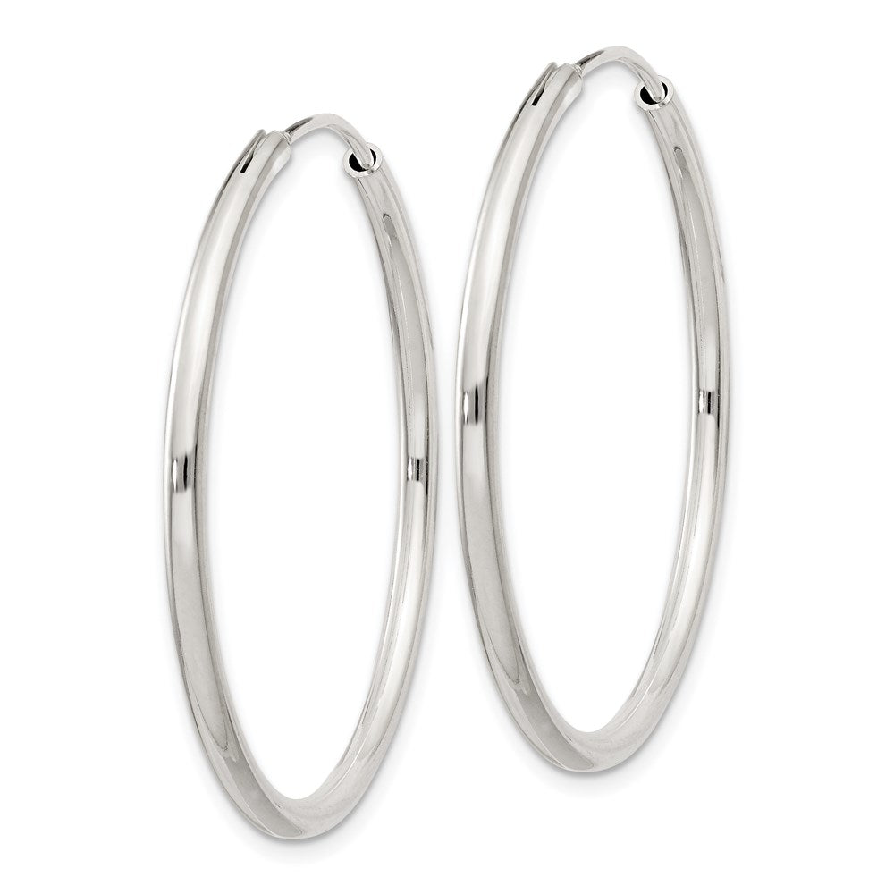 Alternate view of the 2mm, Sterling Silver, Endless Hoop Earrings - 35mm (1 3/8 Inch) by The Black Bow Jewelry Co.
