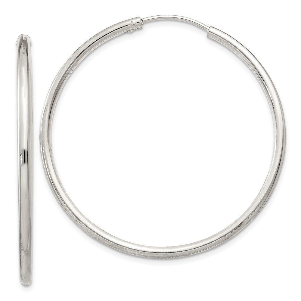 2mm, Sterling Silver, Endless Hoop Earrings - 40mm (1 1/2 Inch), Item E8854-40 by The Black Bow Jewelry Co.
