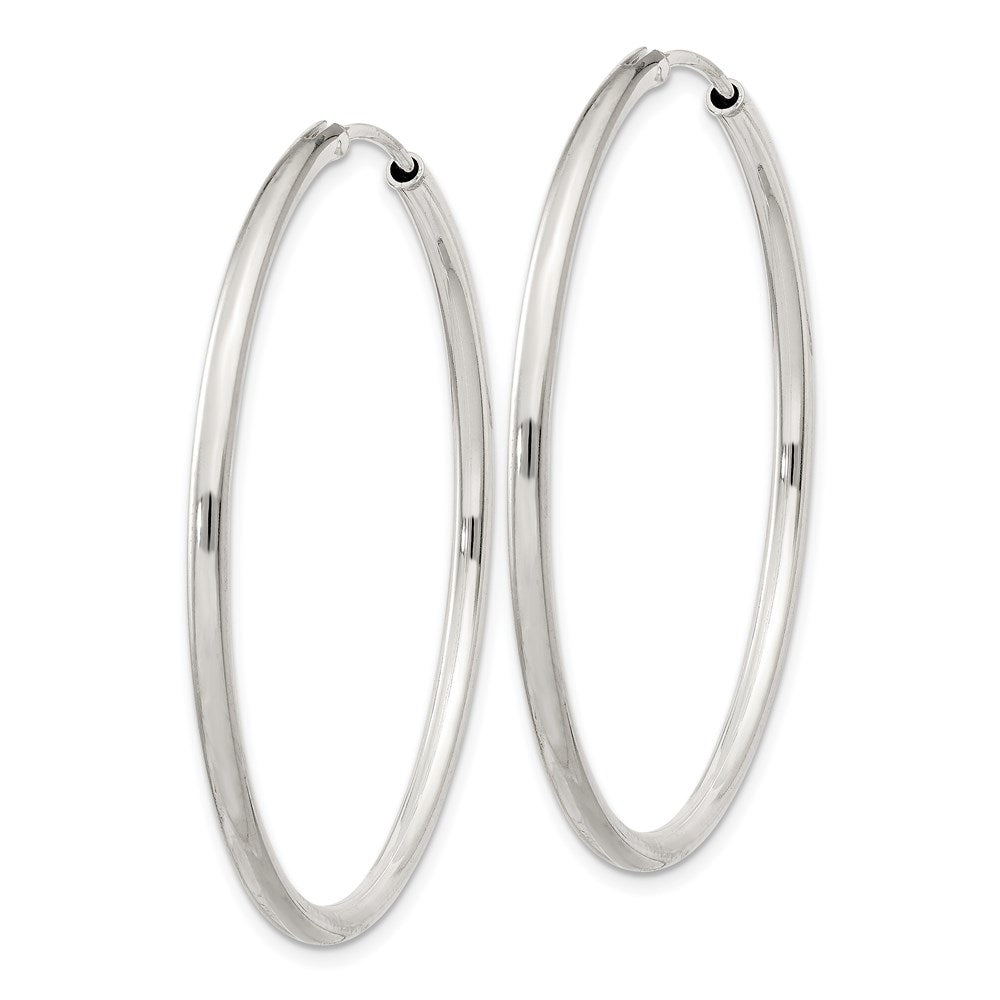 Alternate view of the 2mm, Sterling Silver, Endless Hoop Earrings - 40mm (1 1/2 Inch) by The Black Bow Jewelry Co.