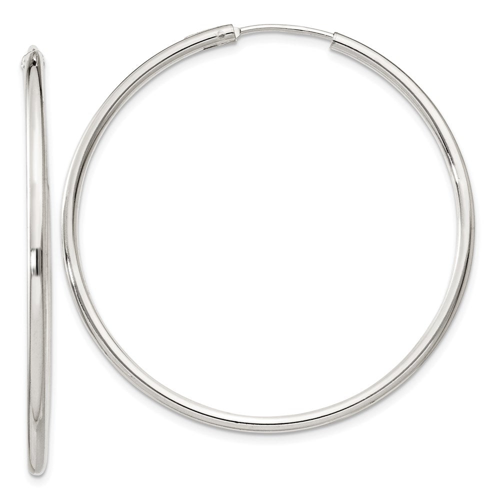 2mm, Sterling Silver, Endless Hoop Earrings - 45mm (1 3/4 Inch), Item E8854-45 by The Black Bow Jewelry Co.