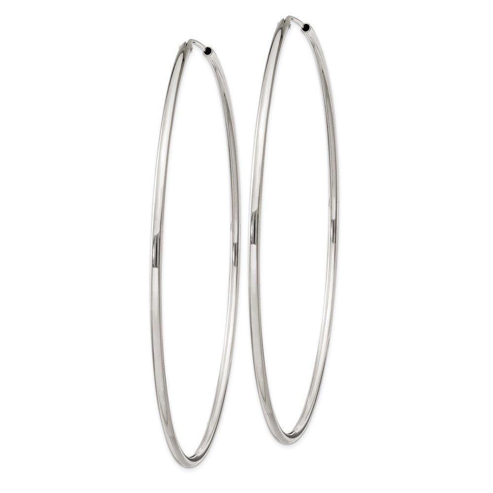 Alternate view of the 2mm, Sterling Silver, Endless Hoop Earrings - 80mm (3 1/8 Inch) by The Black Bow Jewelry Co.