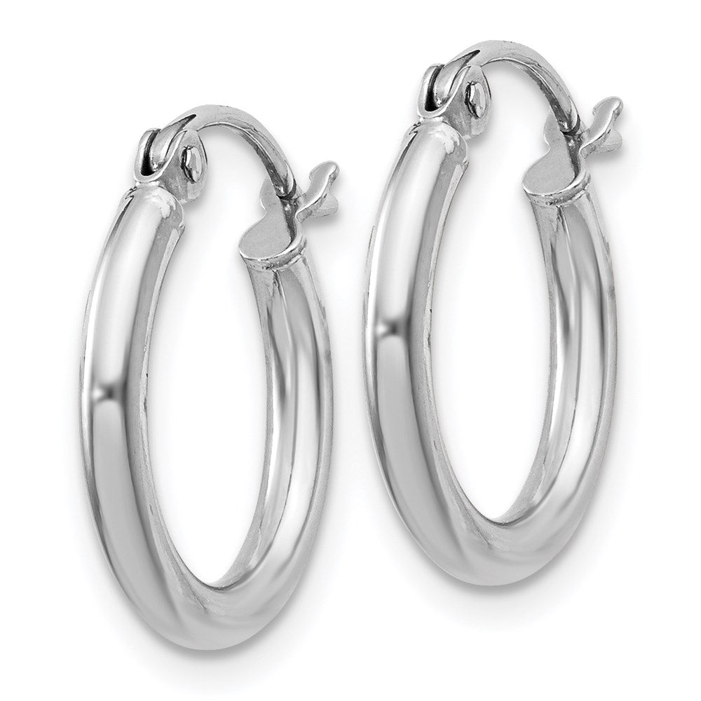 Alternate view of the 2mm, Sterling Silver, Classic Round Hoop Earrings - 14mm (1/2 Inch) by The Black Bow Jewelry Co.