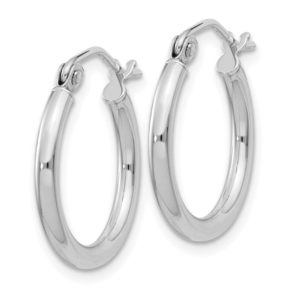 Alternate view of the 2mm, Sterling Silver, Classic Round Hoop Earrings - 16mm (5/8 Inch) by The Black Bow Jewelry Co.