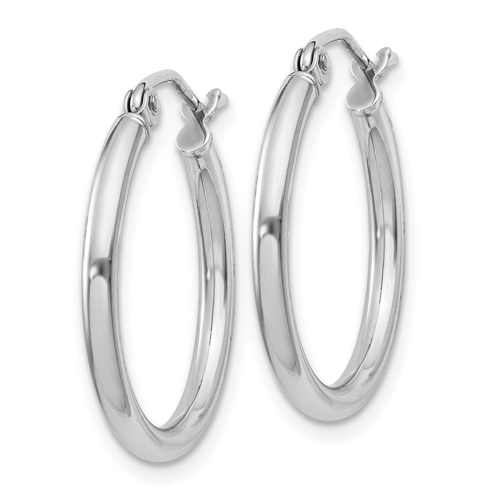 Alternate view of the 2mm, Sterling Silver, Classic Round Hoop Earrings - 20mm (3/4 Inch) by The Black Bow Jewelry Co.