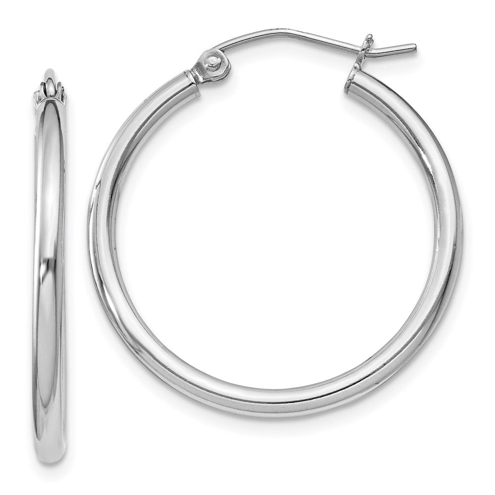 2mm, Sterling Silver, Classic Round Hoop Earrings - 24mm (1 Inch), Item E8857-24 by The Black Bow Jewelry Co.