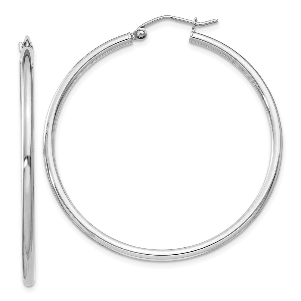 2mm, Sterling Silver, Classic Round Hoop Earrings - 40mm (1 1/2 Inch), Item E8858-40 by The Black Bow Jewelry Co.