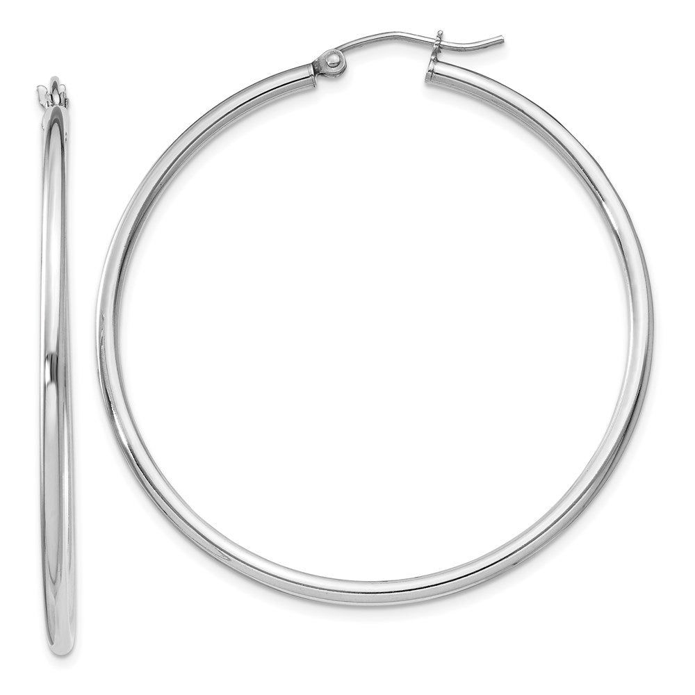 2mm, Sterling Silver, Classic Round Hoop Earrings - 45mm (1 3/4 Inch), Item E8858-45 by The Black Bow Jewelry Co.