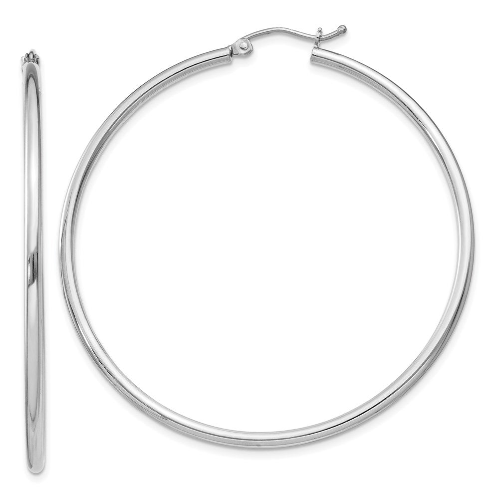2mm, Sterling Silver, Classic Round Hoop Earrings - 50mm (1 7/8 Inch), Item E8858-50 by The Black Bow Jewelry Co.