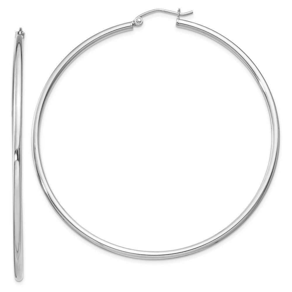 2mm Sterling Silver, Extra Large Round Hoop Earrings, 60mm (2 3/8 In), Item E8859-60 by The Black Bow Jewelry Co.
