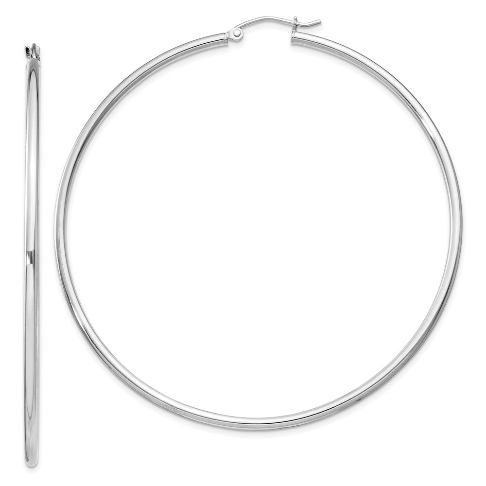 2mm Sterling Silver, Extra Large Round Hoop Earrings, 65mm (2 1/2 In), Item E8859-65 by The Black Bow Jewelry Co.