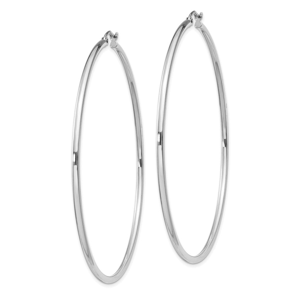 Alternate view of the 2mm Sterling Silver, Extra Large Round Hoop Earrings, 65mm (2 1/2 In) by The Black Bow Jewelry Co.
