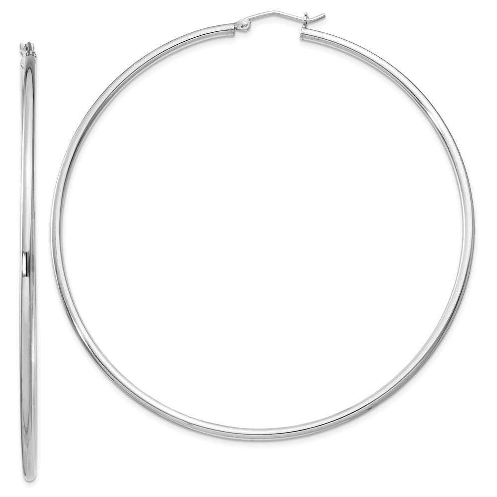 2mm Sterling Silver, Extra Large Round Hoop Earrings, 70mm (2 3/4 In), Item E8859-70 by The Black Bow Jewelry Co.