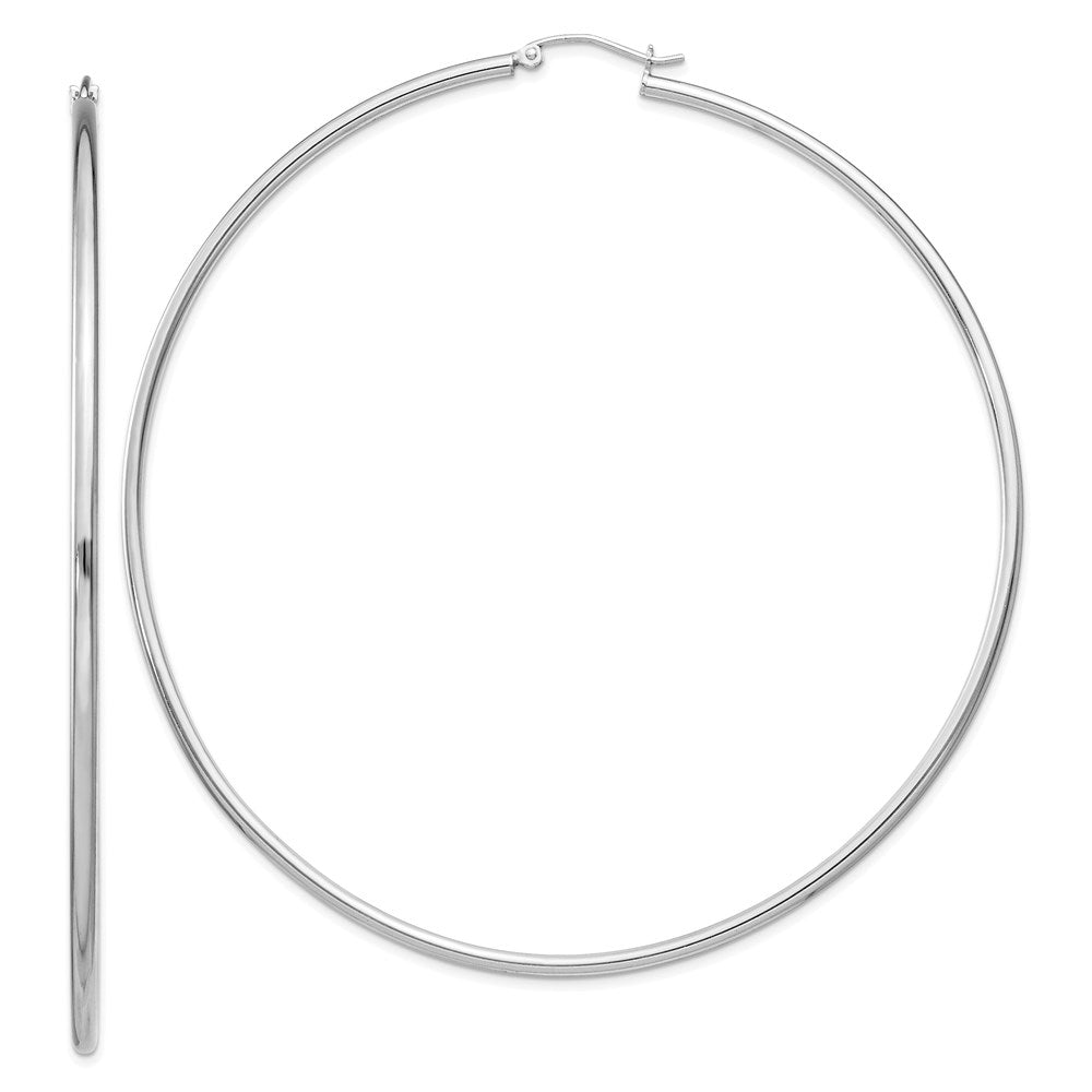 2mm Sterling Silver, Extra Large Round Hoop Earrings, 80mm (3 1/8 In), Item E8859-80 by The Black Bow Jewelry Co.