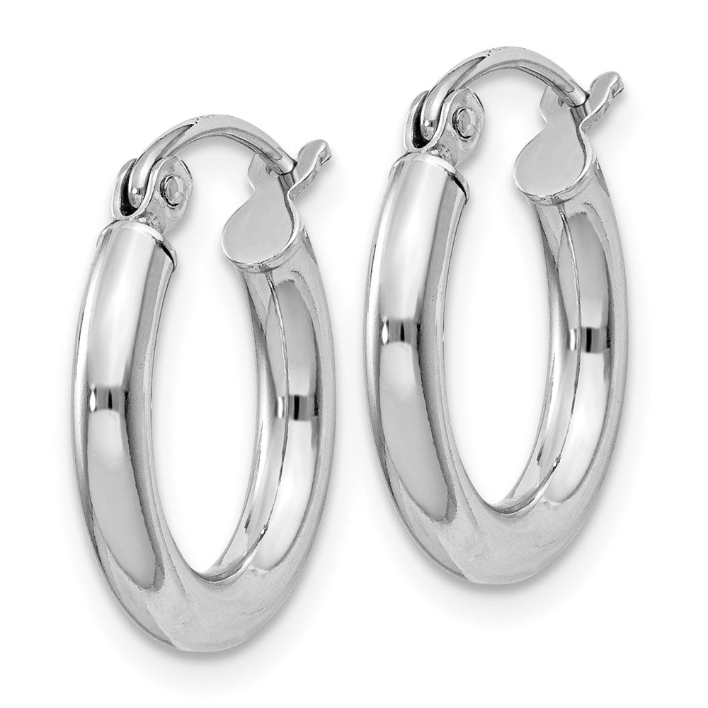 Alternate view of the 2.5mm, Sterling Silver, Classic Round Hoop Earrings - 14mm (1/2 Inch) by The Black Bow Jewelry Co.