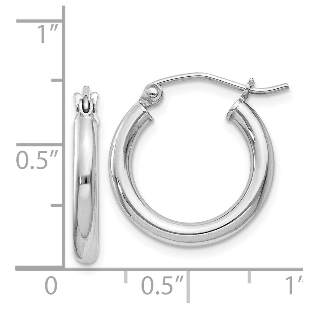 Alternate view of the 2.5mm, Sterling Silver, Classic Round Hoop Earrings - 16mm (5/8 Inch) by The Black Bow Jewelry Co.